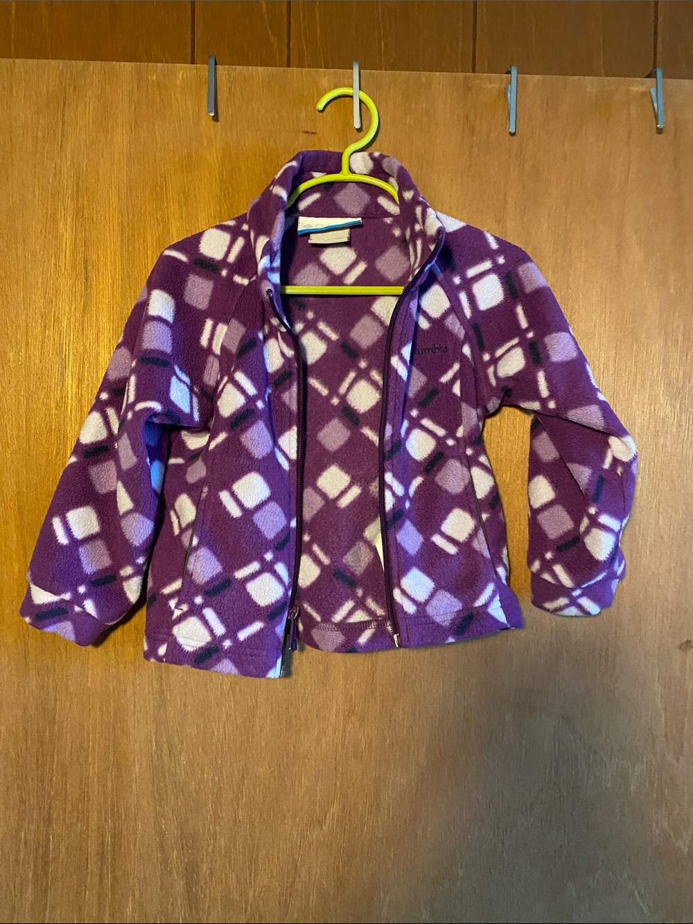 Columbia Purple Geometric Girls' Fleece Jacket